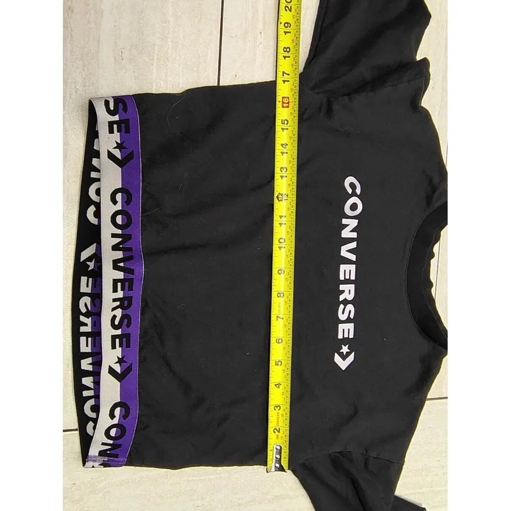 Converse Wordmark Black Crew Sweat Shirt Size L 12-13yrs Girl's‎ Crop